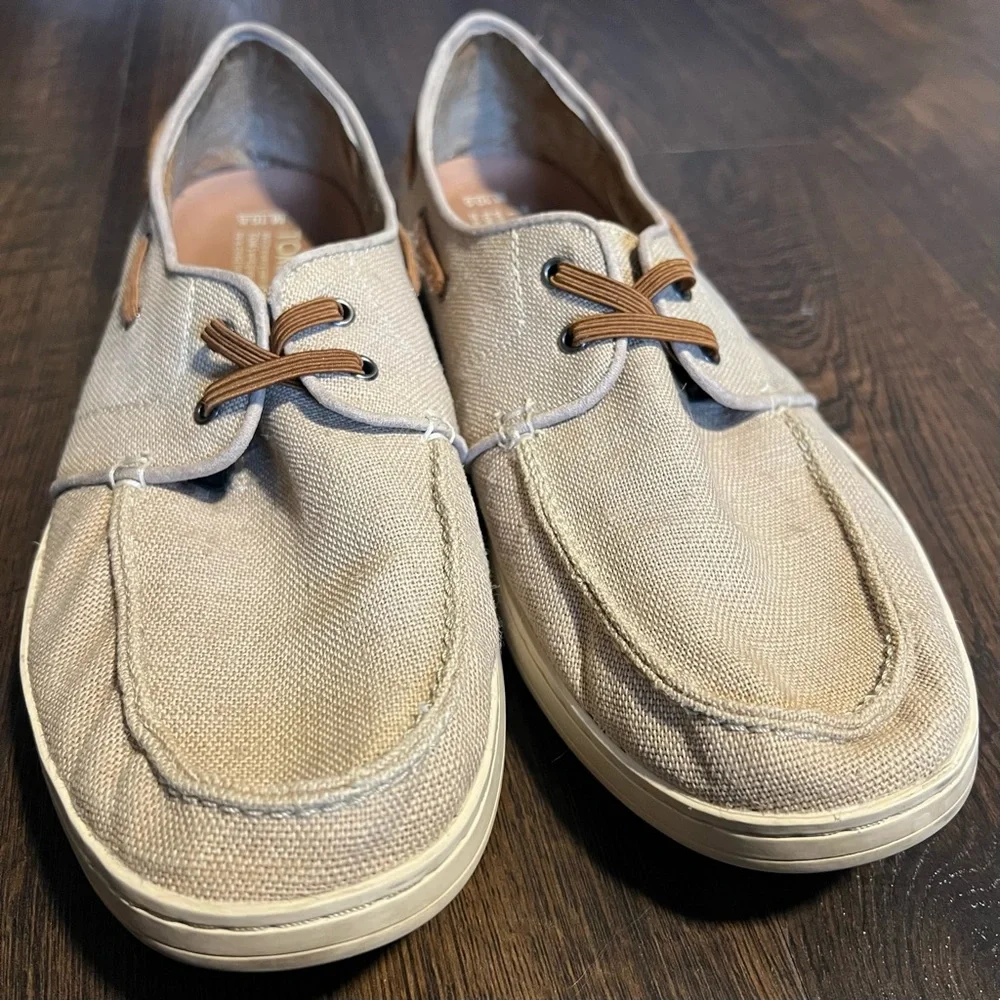 TOMS Men’s “Culver” Slip On Coated Linen + Suede Boat Shoes